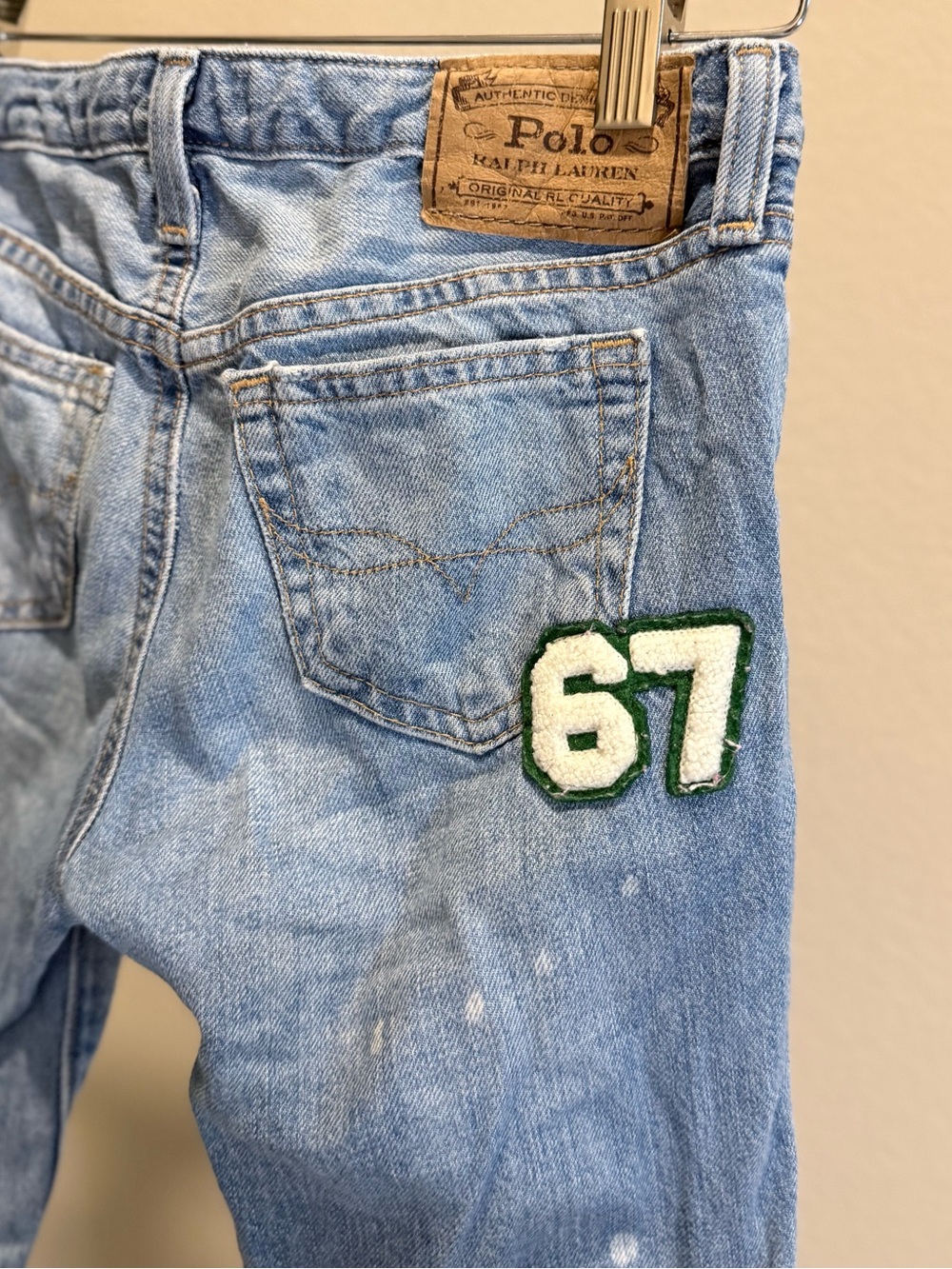 Polo by Ralph Lauren Light Blue Patchwork Jeans with '67' Patch